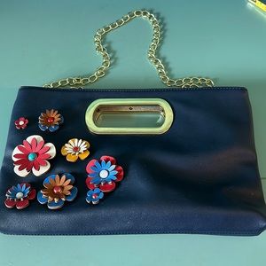Imoshion  Navy Flower embellished clutch/crossbody/shoulder bag